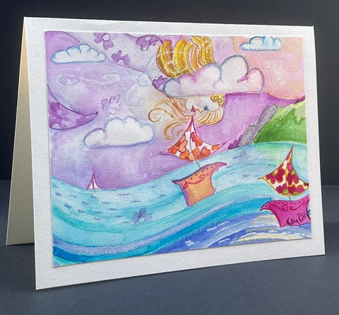 "A Thought Made Sea" Mixed media on watercolor paper