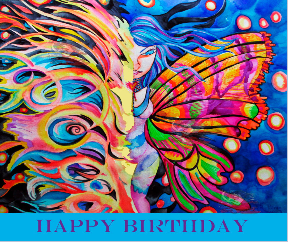 Birthday Card direct from the artist. Butterfly Goddess Emerges from the Storm