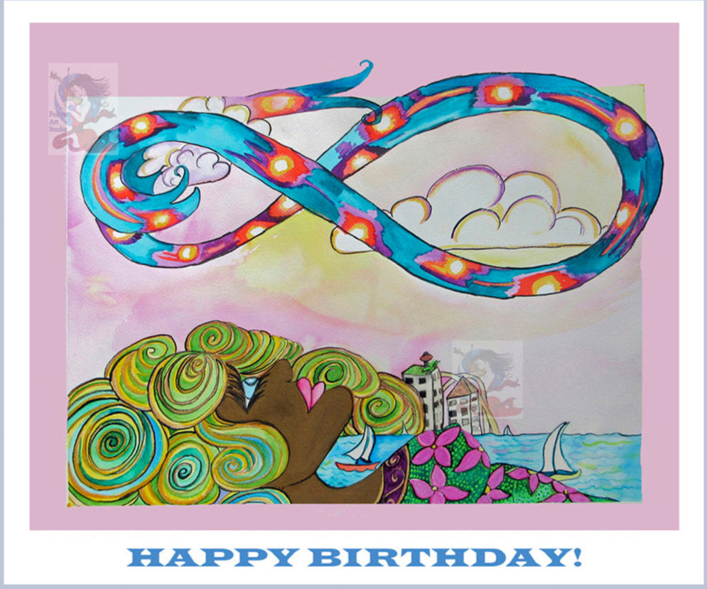 Hand Made Birthday Card, Art Card. Infinity Goddess