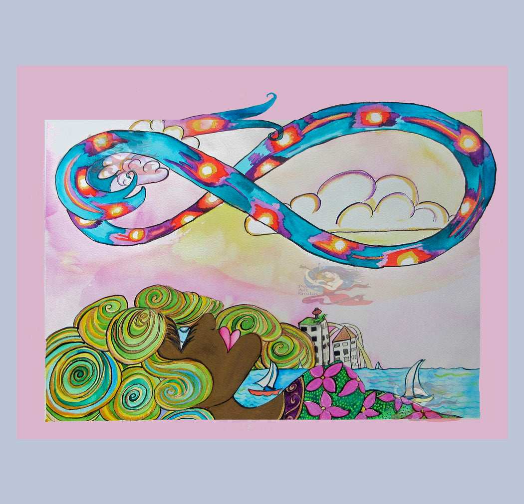 Hand Made Birthday Card, Art Card. Infinity Goddess