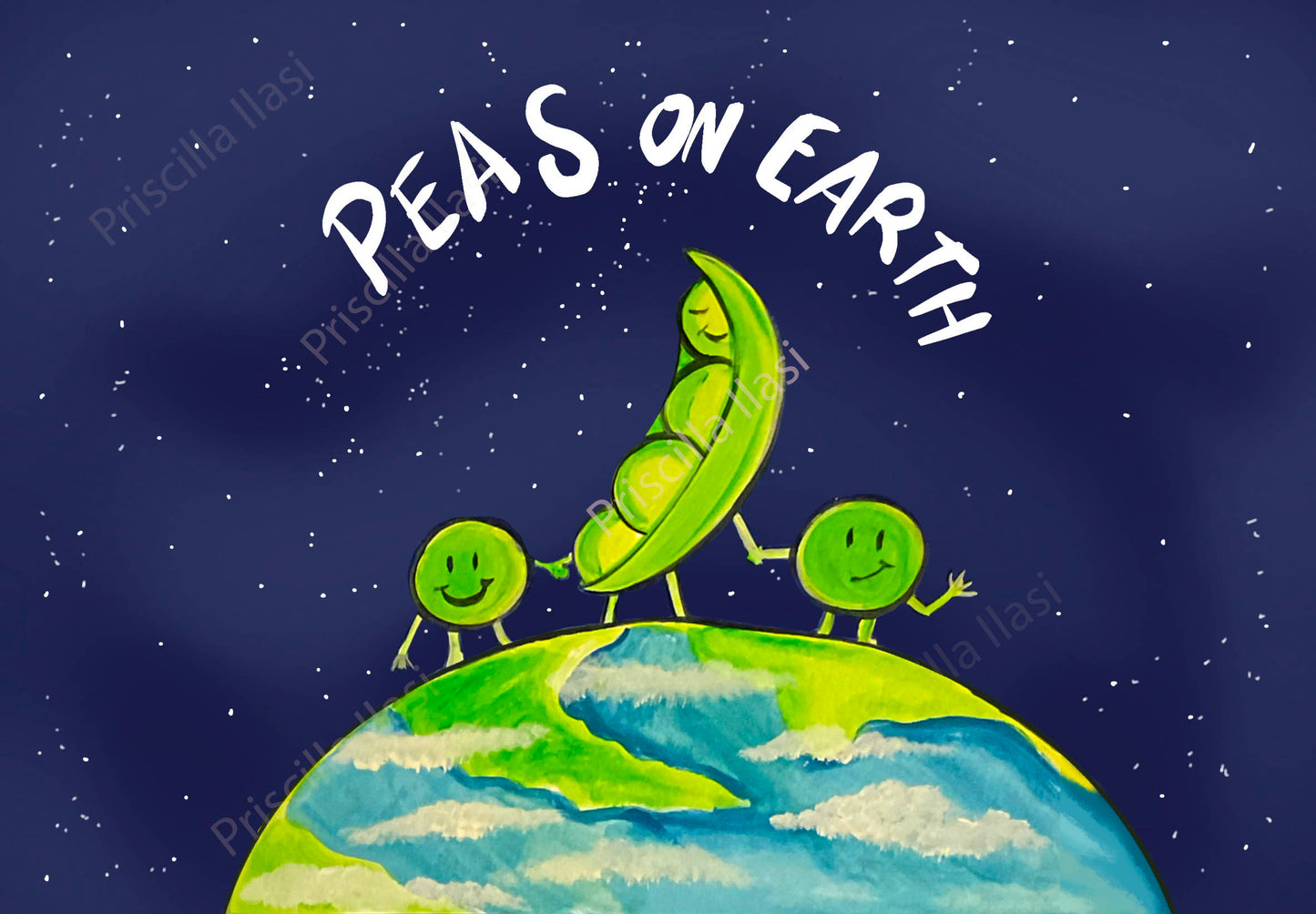 Priscilla's "Peas on earth" playful Christmas/ New Years Card