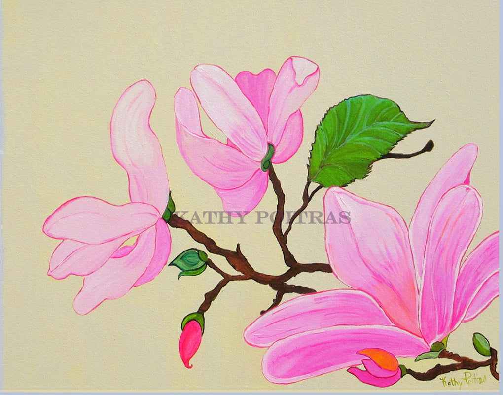 Hand Made photographic Mother's Day Card of Pink Magnolias