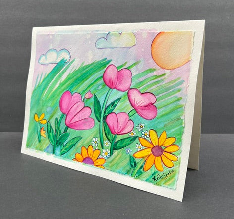 "A pollination garden" watercolor and ink on paper