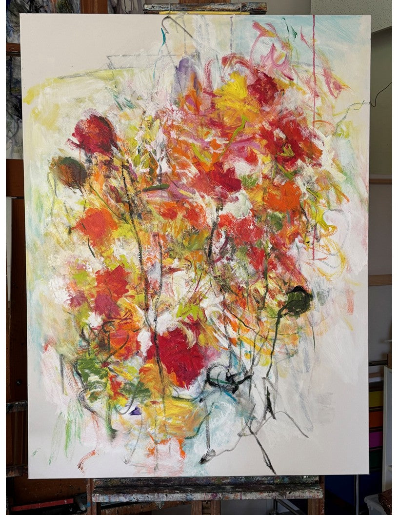 "Symphony in Scarlet" Abstract painting by Pamela Holl Hunt