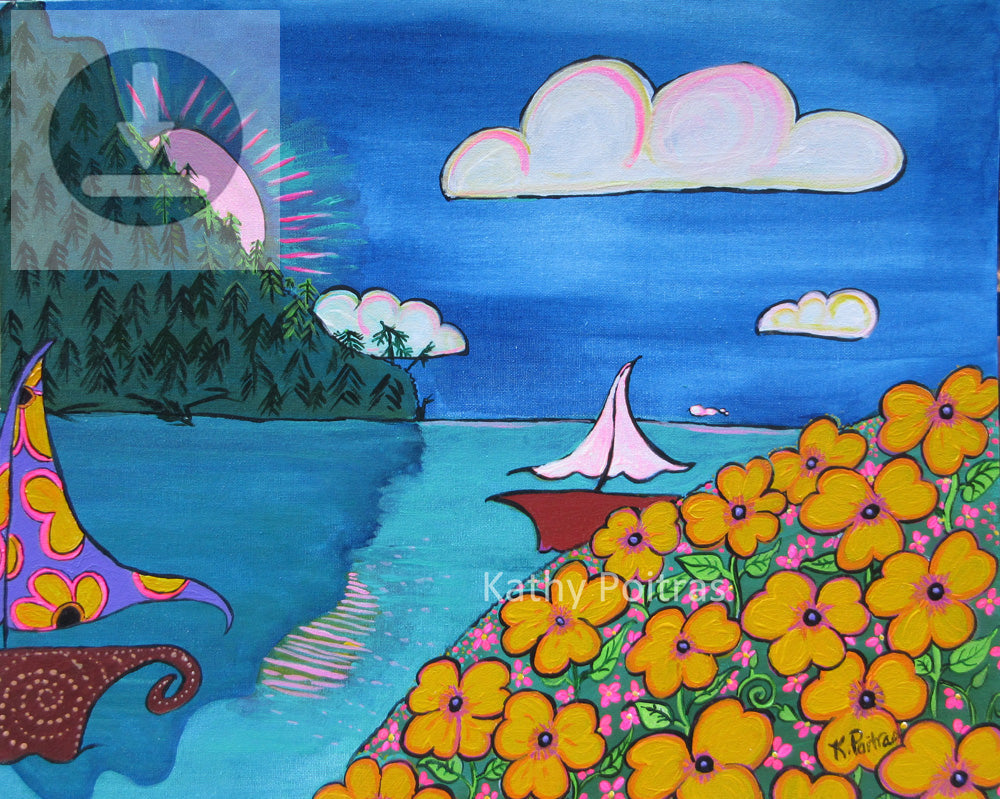 printable 300 ppi instant digital download of painting Lazy Summer Day by artist Kathy Poitras