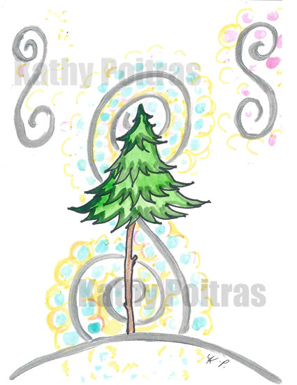 all whimsical Christmas Tree with whimsical images that remind me of music.