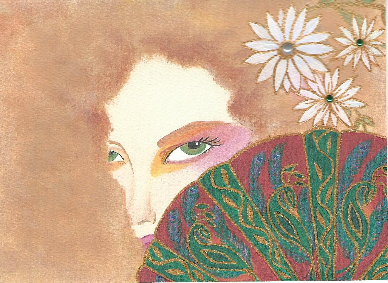 Peacock by artist Priscilla Ilasi. Hand painted and hand embellished by Priscilla