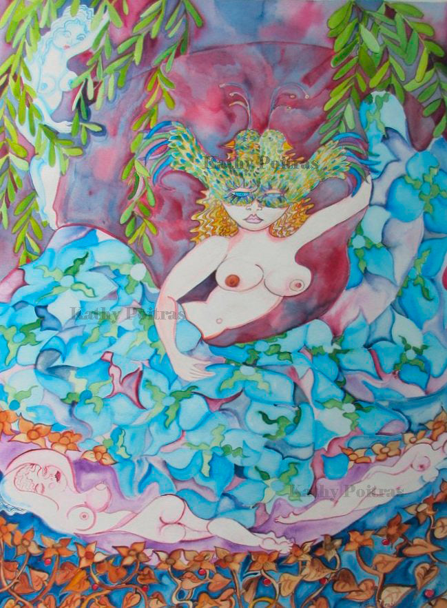 Queen Mab, Queen of Dreams.  Watercolor on paper