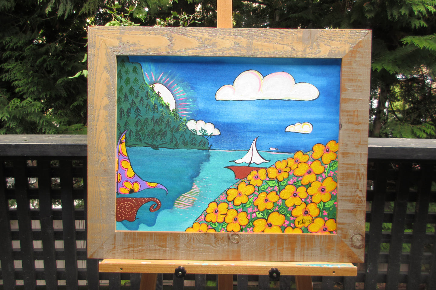 Lazy Summer Day, Fantasy Boat and Mountain Painting