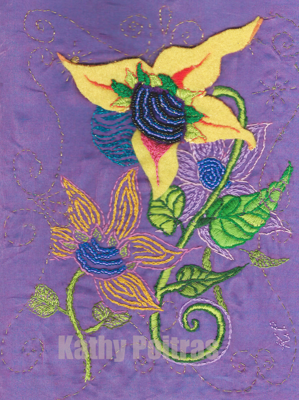 Flowers on silk and felt