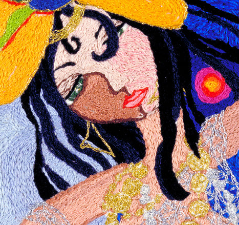 Tribute to Performing Artists. Original hand embroidery by artist Kathy Poitras.