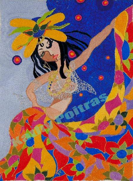 Tribute to Performing Artists. Original hand embroidery by artist Kathy Poitras.