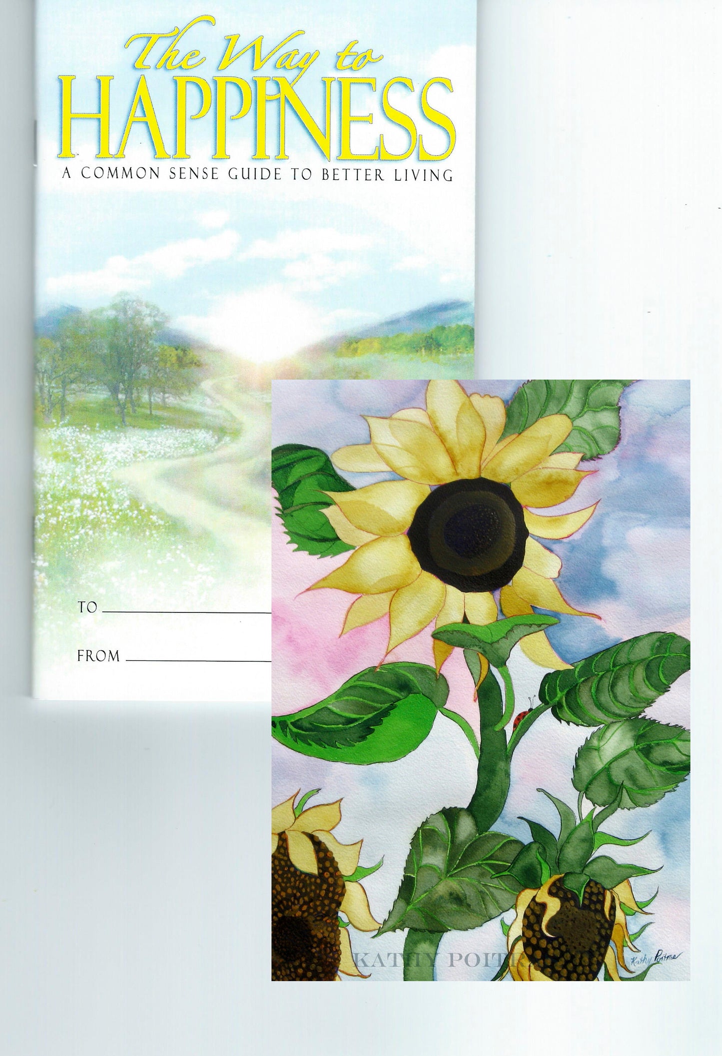 My Free Gift to You. Way to Happiness Booklet and Sunflower and Ladybug Photo. Dedicated to the people of the Ukraine.