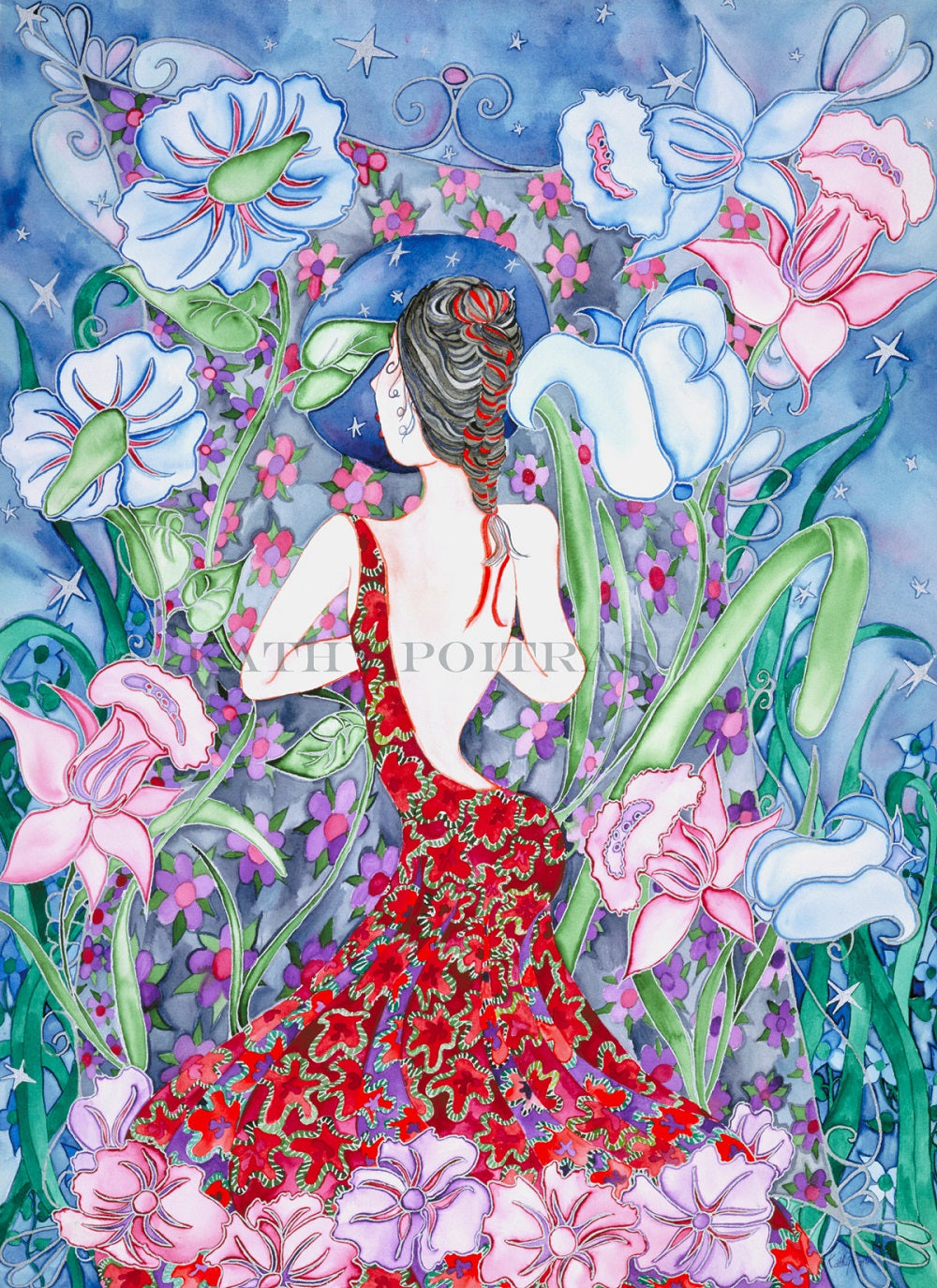 Within a Man's Heart. Watercolor and ink on paper by artist Kathy Poitras