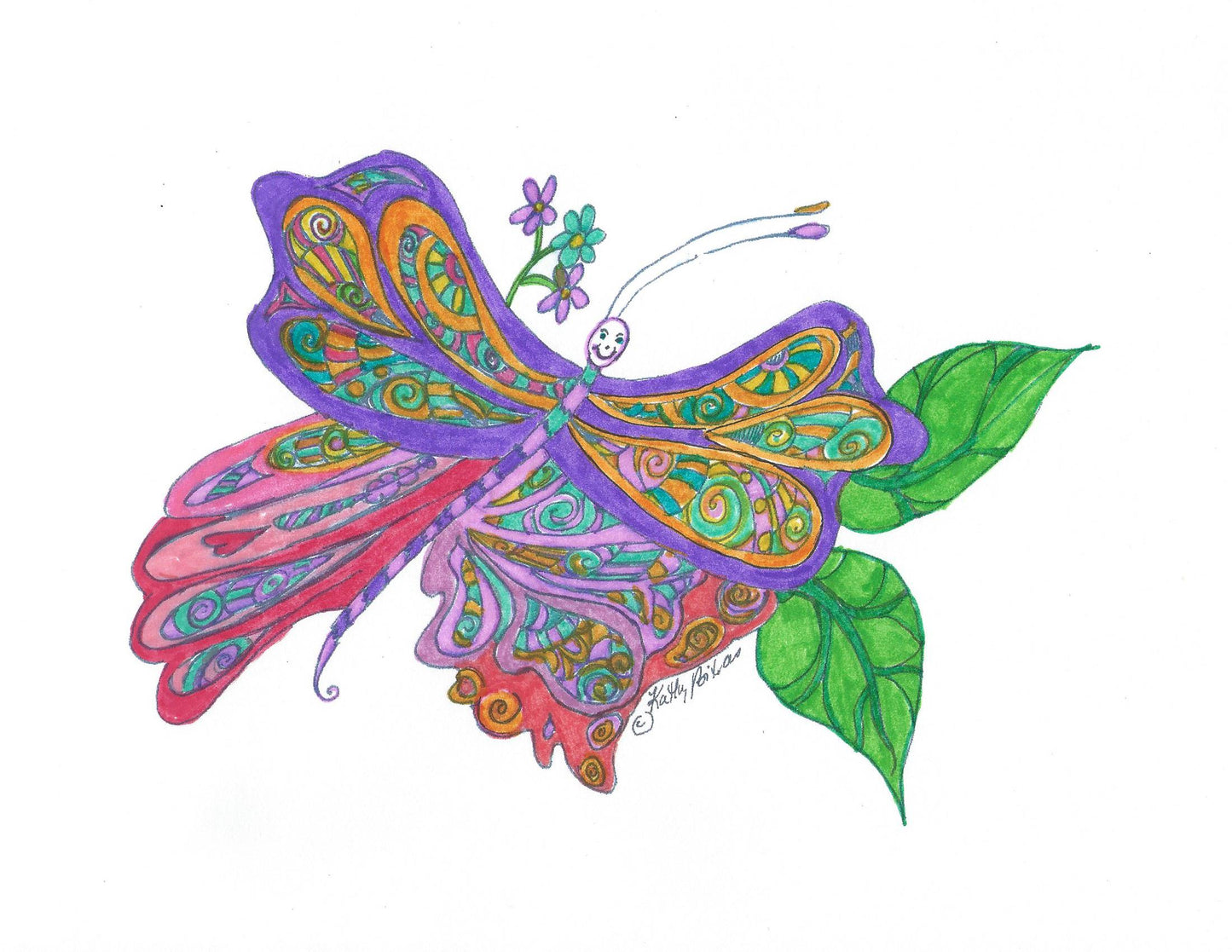 color your own Butterfly with Happy Face