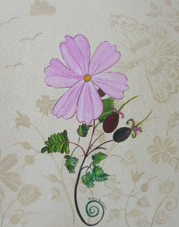 The story behind the painting Pink Flower with Buds and Swords