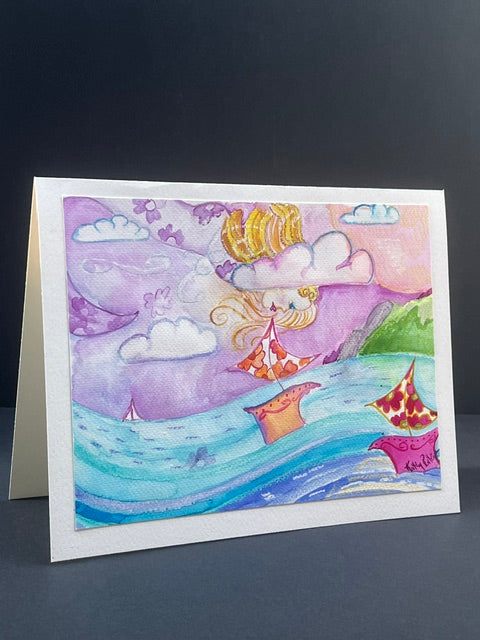 "A Thought Made Sea"     Mixed media on watercolor paper
