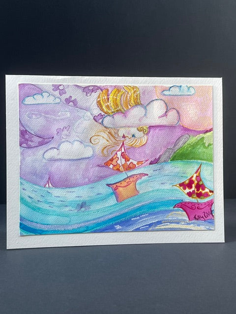 "A Thought Made Sea"     Mixed media on watercolor paper