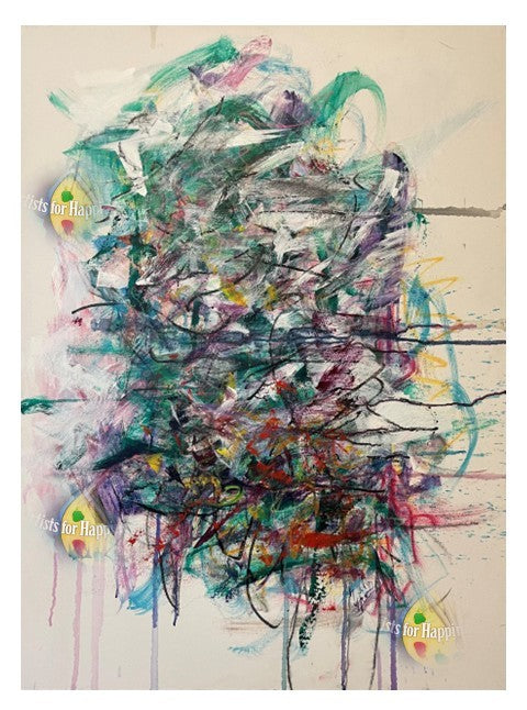 Collector’s Edition 8 x 10 inch photographic print of ‘Birds and Branches,’ a 30 x 40 inch acrylic painting on gallery canvas by Pamela Holl Hunt, showing expressive birds and abstracted branches in vibrant layered colors.