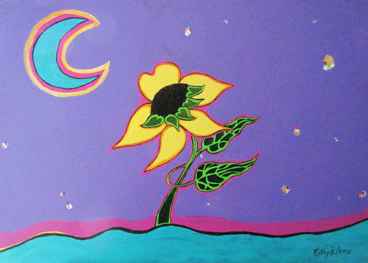 “Moonflower” — Original Acrylic by Kathy Poitras.