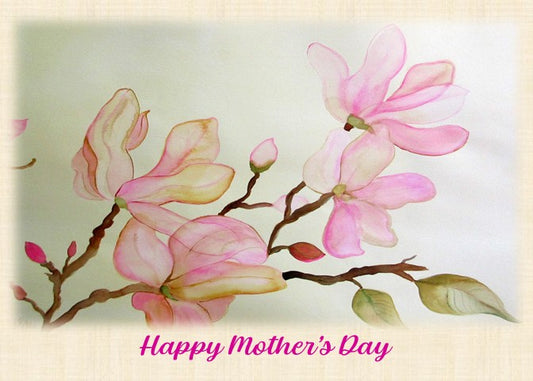 Hand Made photographic Mother's Day Card of Delicate Pink Magnolias
