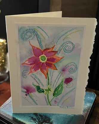 "Flower with Spashes" watercolor, crayon and ink on paper