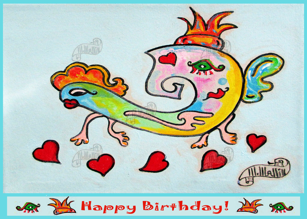 "Petunia, Queen of the Okefenokee"  Birthday Card, Art Card