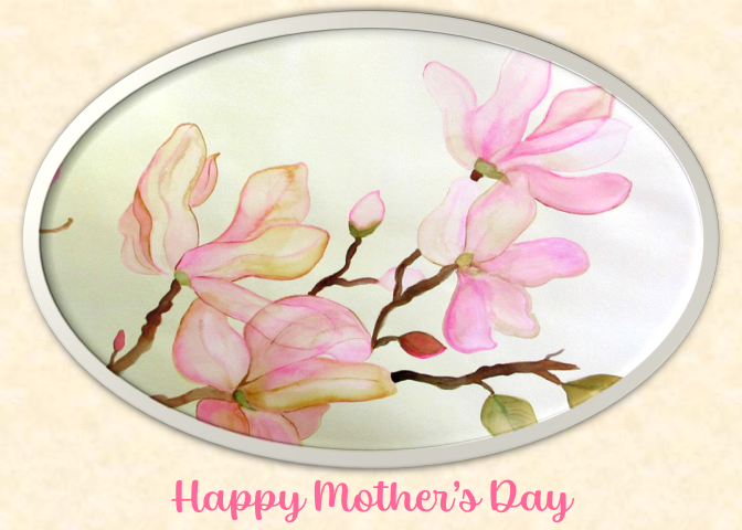 Hand Made photographic Mother's Day Card of Delicate Pink Magnolias