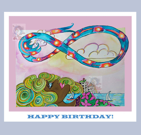 Hand Made Birthday Card, Art Card. Infinity Goddess