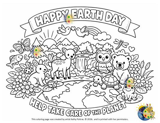 🌍 Earth Day Printable Coloring Page for your students or family