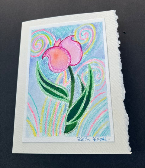 "Tulip Delight" watercolor, crayon and ink on paper