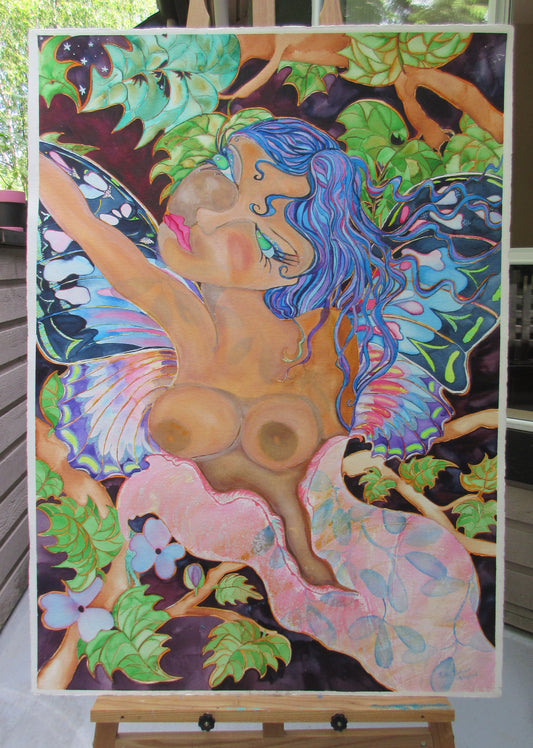 Metamorphosis Mixed Media painting on paper by Kathy Poitras