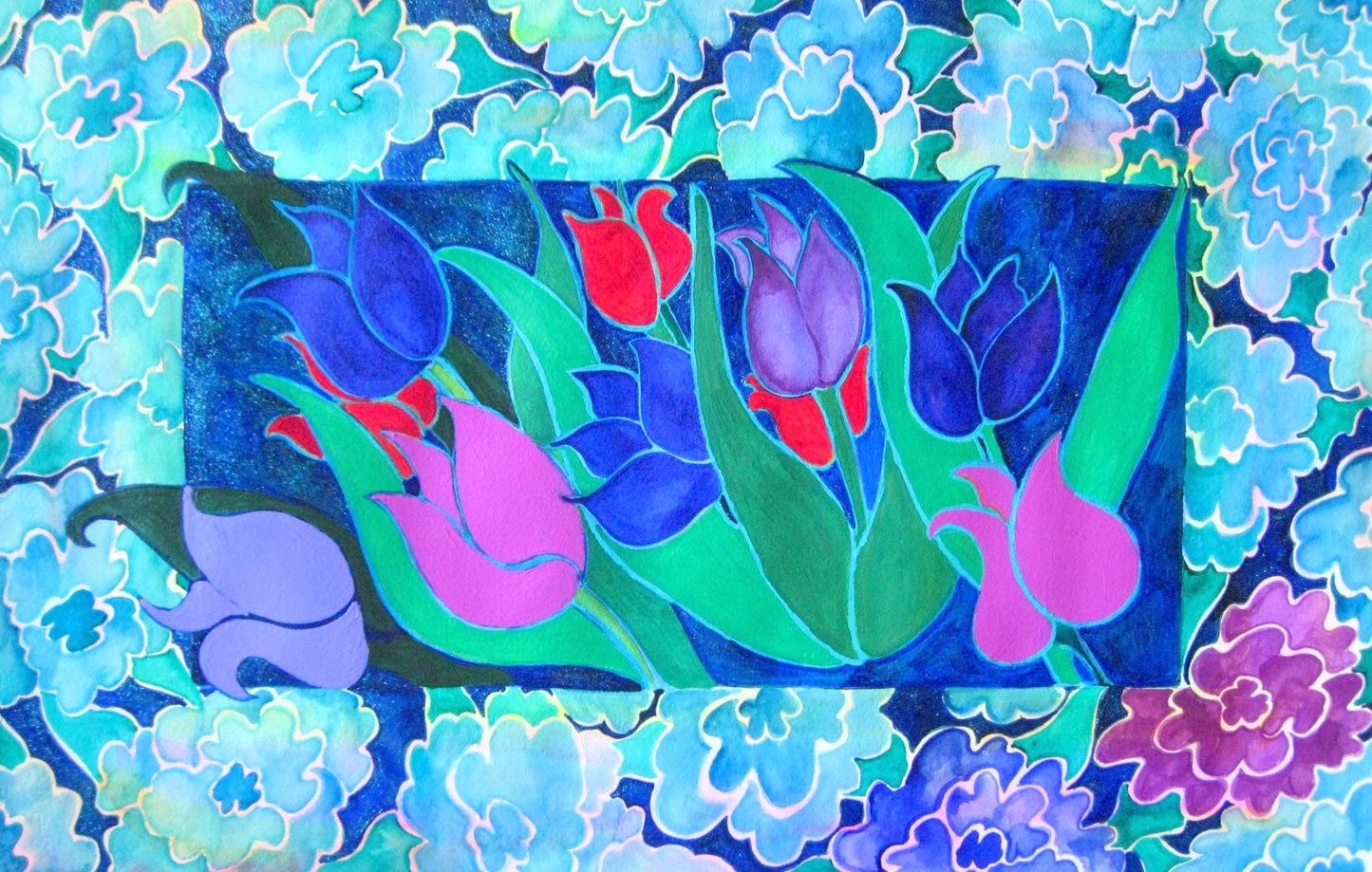 Hand Made photographic Mother's Day Card of "Moody Tulips"