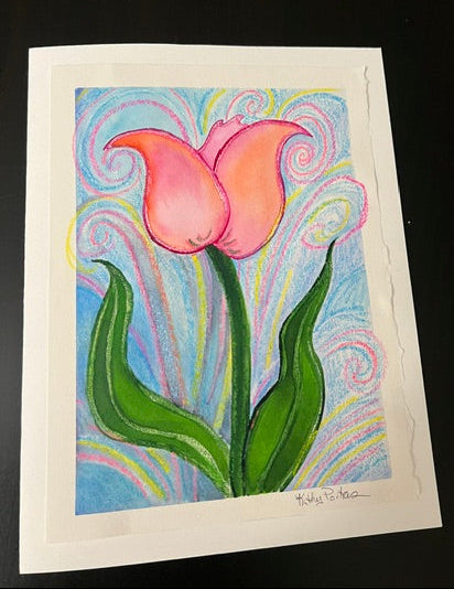 "Tulip Firworks"  watercolor, crayon and ink on paper