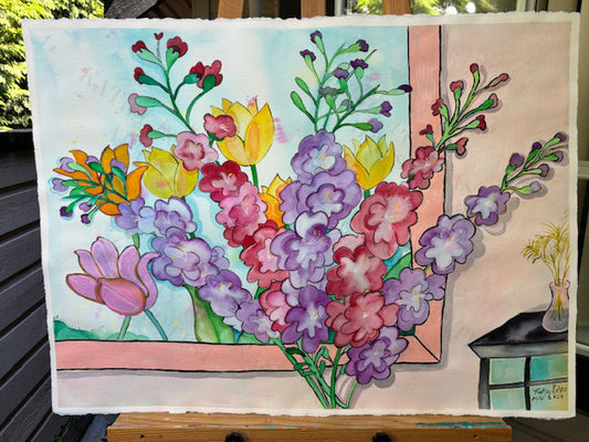 Impression of Gladiolas and Tulips.