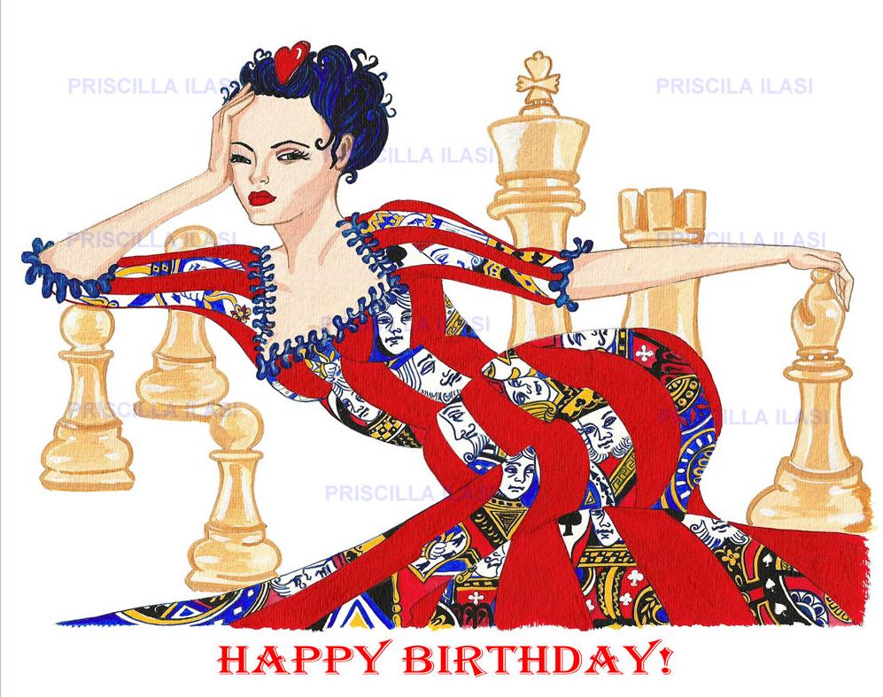 Hand Made Extra Large Art Card Queen of Hearts.