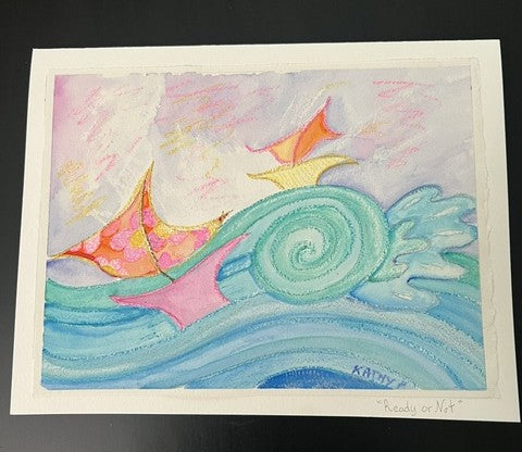 "Ready or Not"     Mixed media on watercolor paper