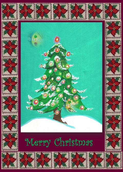 Christmas Tree Painting Handmade Christmas Card Direct from the Artist