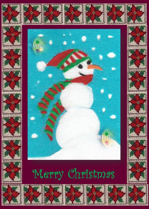 🎄 Kathy’s Cheerful Felt Snowman — A Handmade Photographic Card