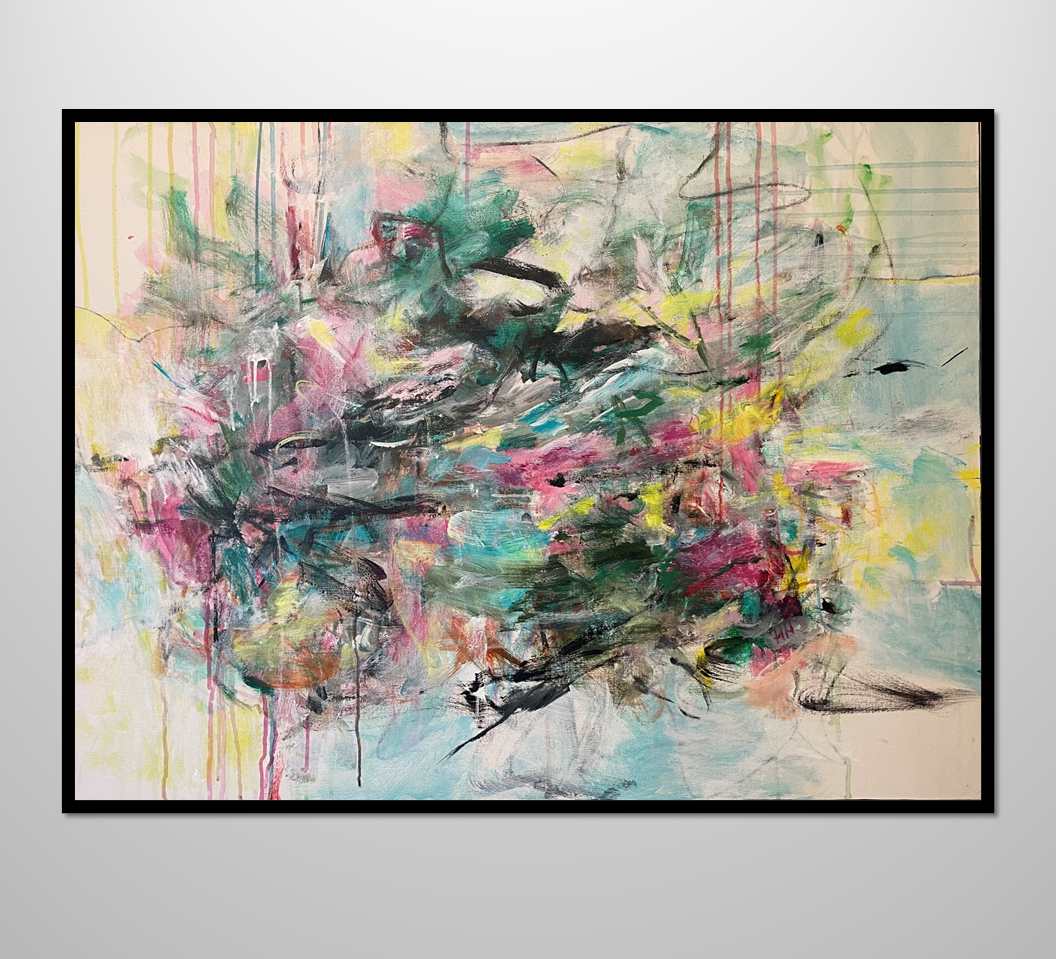 "Reflections" abstract painting by Pamela Holl Hunt