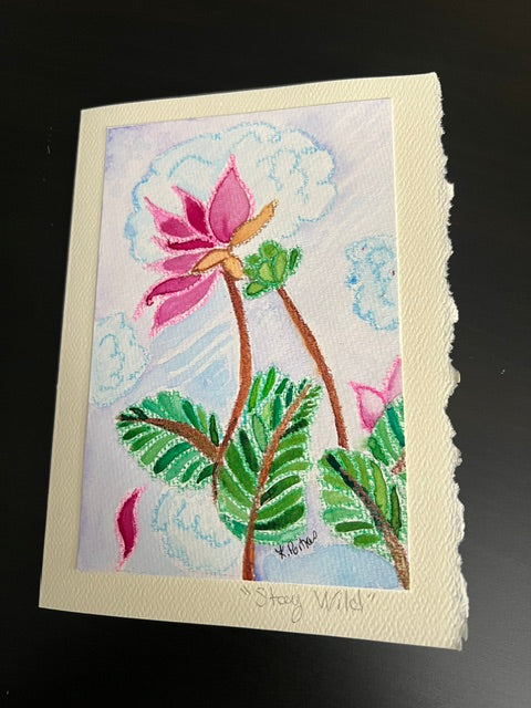 "Stay Wild " watercolor, crayon, acrylic paint and ink on watercolor paper