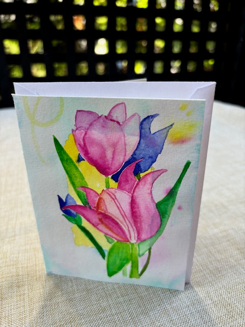 Watercolor Tulip Art Cards.  Each one is an original painting.