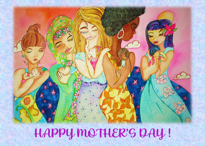 Hand Made photographic Mother's Day Card of "We all Love Our Babies"