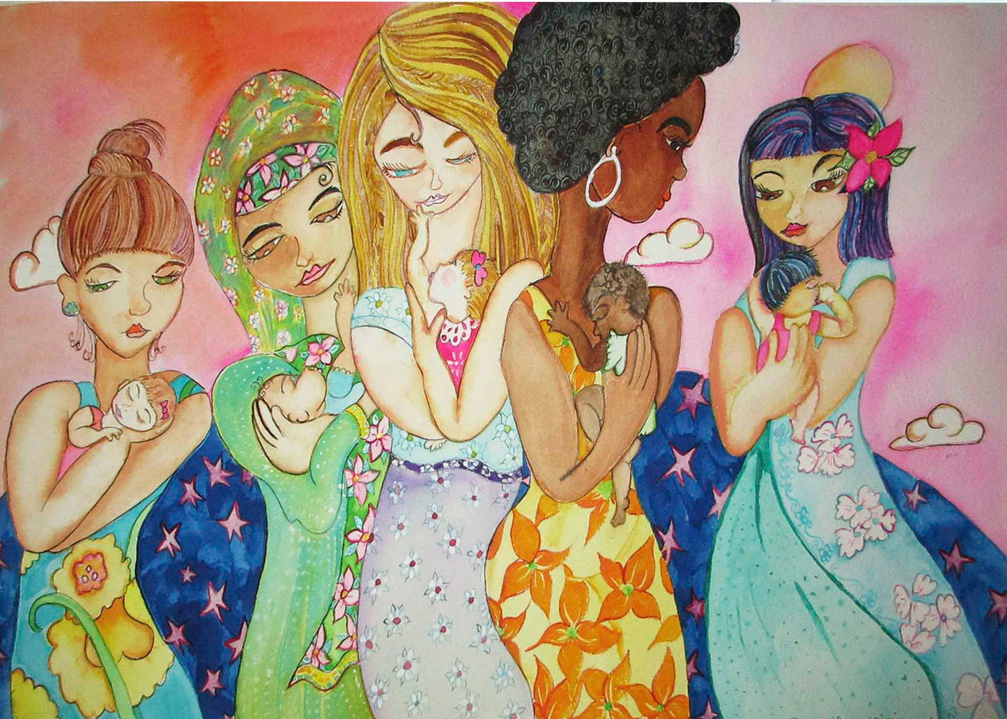 Hand Made photographic Mother's Day Card of "We all Love Our Babies"