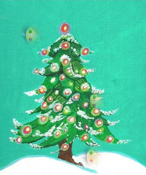 Christmas Tree Painting Handmade Christmas Card Direct from the Artist
