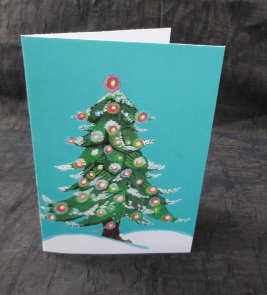2023 Package of six Kathy's Christmas Tree in the snow Christmas Cards