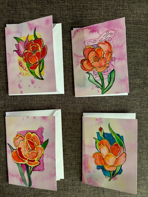 Watercolor Flower Art Cards.  Each one is an original painting.