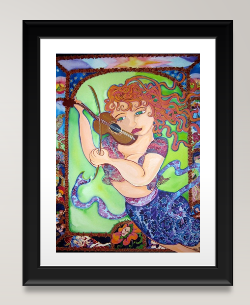 Musical Goddess Ascending . Acrylic Painting on stretched Canvas  By Canadian artist Kathy Poitras