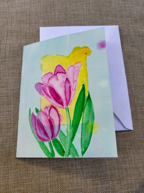 Watercolor Tulip Art Cards.  Each one is an original painting.