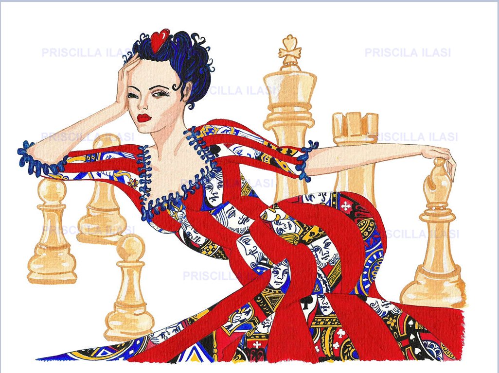 Framable art prints of Priscilla's work, Queen of Hearts.